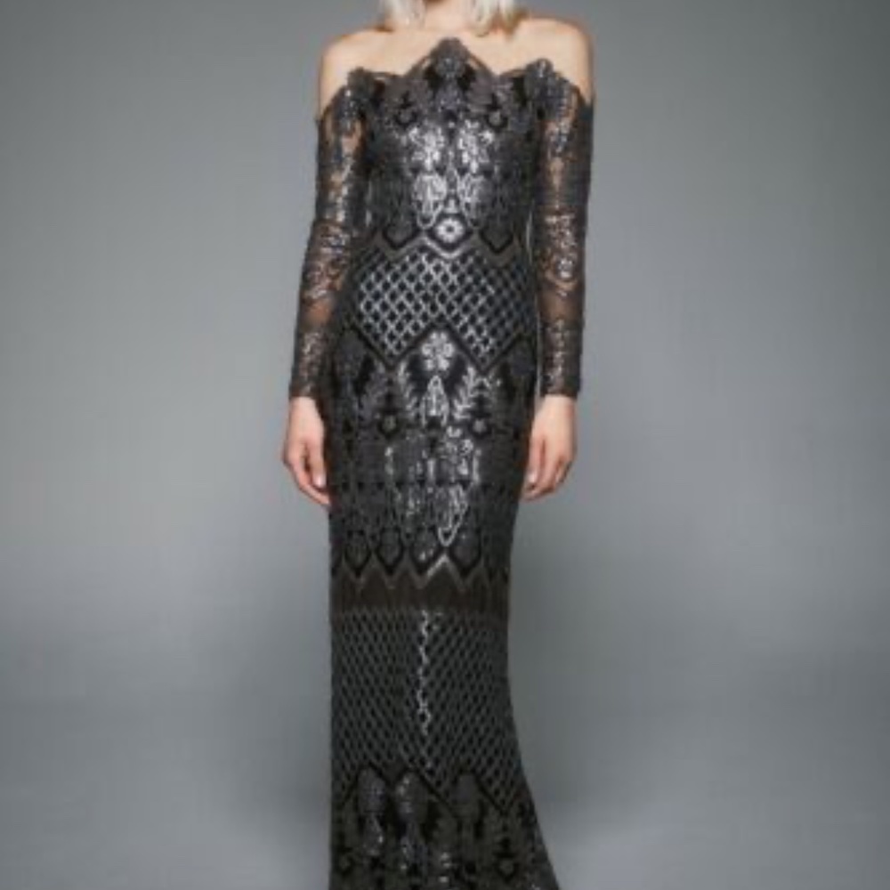 TADASHI SHOJI DRAYTON Sequin Gown Dress US2